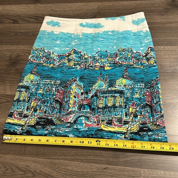 TALBOTS Travel ROME ITALY PRINT Pencil Skirt Woven Cotton Lined, Size 6 - Picture 8 of 9